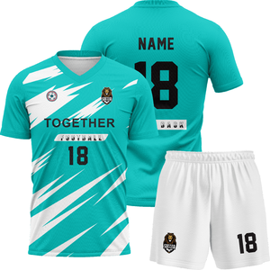 Grosir Langsung Pabrik Jersey Sepak Bola 100% Poliester Cetak Logo Kustom Set Seragam Tim Sepak Bola Minimum Order Layanan OEM - Product Image 3