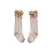 Nouveau-né désossé couture coton chaussettes bébé princesse arc genou maille mince enfants jambières respirant haut équipage
