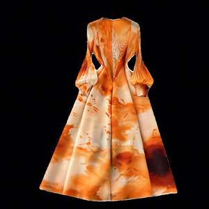 Vestido Maxi Plisado Romano Tejido Ecológico para Mujer, Estampado Imperio con Encaje, Morado, Borgoña, Rojo - Product Image 5