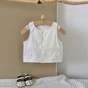 เสื้อคลุมเด็กผู้หญิงสไตล์เกาหลีสุดน่ารัก ลายดอกไม้ ผ้าตาข่าย ระบายอากาศได้ดี สำหรับฤดูใบไม้ผลิและฤดูใบไม้ร่วง คอกลม แขนกุด ใส่ได้ทุกวัน - Product Image 5