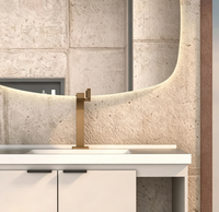 Meuble de salle de bain mural en PVC et MDF, miroir moderne rétroéclairé par LED, meuble-vasque de salle de bain, meuble-vasque flottant