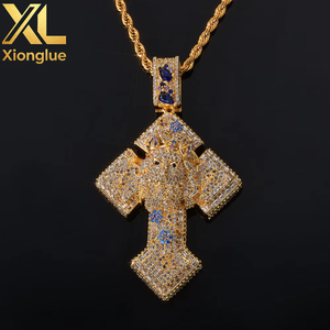 Fashion Hop <b>Cross</b> Charm Non Tarnish Jewelry Creative Blue Flower Zircon Pendant <b>Necklace</b> - Product Image 1