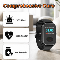 Montre connectée 4G pour personnes âgées atteintes de démence, alarme de chute, appel SOS, suivi GPS, carte SIM, suivi du sommeil, montre connectée pour seniors avec alerte d'urgence