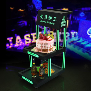 Carrito de Pastel LED de Doble Capa con Iluminación para Decoración de Fiestas de Cumpleaños, Bares, Clubes, KTV y Uso Comercial - Product Image 1