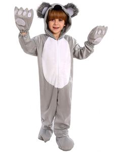 Combinaison de performance pour enfants MS Fancy avec gants, pyjama animal pour Halloween, carnaval, cosplay, fête, costumes de koala pour enfants - Product Image 2