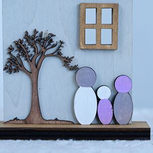 Adorno de Madera de Alta Calidad para el Hogar, Personalizado con 3 Miembros de la Familia, Decoración Hecha <span class=keywords><strong>a</strong></span> Mano para Estantes - Product Image 4