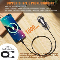 7 modes d'éclairage, lampe torche portable avec batterie externe, indice de protection IP67, mini lampe torche USB-C rechargeable, LED COB, lampe torche en plastique pour le camping