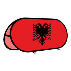 Banner Publicitario Ovalado Plegable de Albania, Tela de Punto Warp para Publicidad Exterior, Carpa para Exteriores - Product Image 1