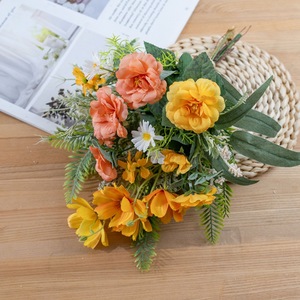 Bouquet de fleurs artificielles CallaFloral en camélia, tissu tissé en plastique, décoration de mariage et de maison CF01428 - Product Image 3