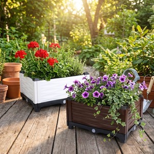 <b>Large</b> Capacity Raised Garden Bed <b>Plastic</b> <b>Planter</b> Box Use Vegetable Herb Flower Growing Kit with Drainage System Easy Setup - Product Image 1