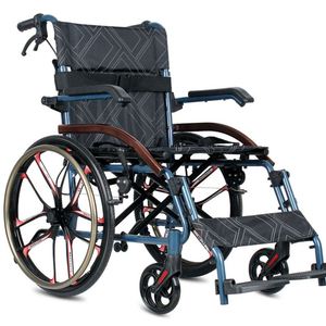 Fauteuil roulant manuel portable en alliage d'aluminium, pliable et léger, adapté aux personnes âgées et aux personnes handicapées pour une utilisation manuelle. - Product Image 1