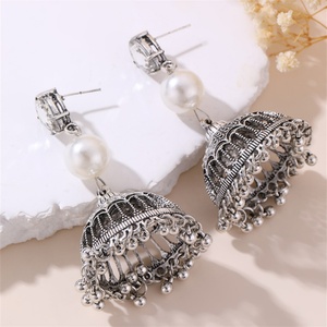 Pendientes Kamishiro para mujer, estilo étnico, con borlas, chapados en hierro, vintage, exagerados, elegantes, largos, con diseño de jaula de pájaro tallada - Product Image 2