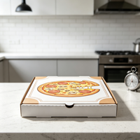 Boîte à pizza jetable personnalisée avec logo, SP4283, tendance, emballage alimentaire, boîte durable en carton kraft brun ondulé