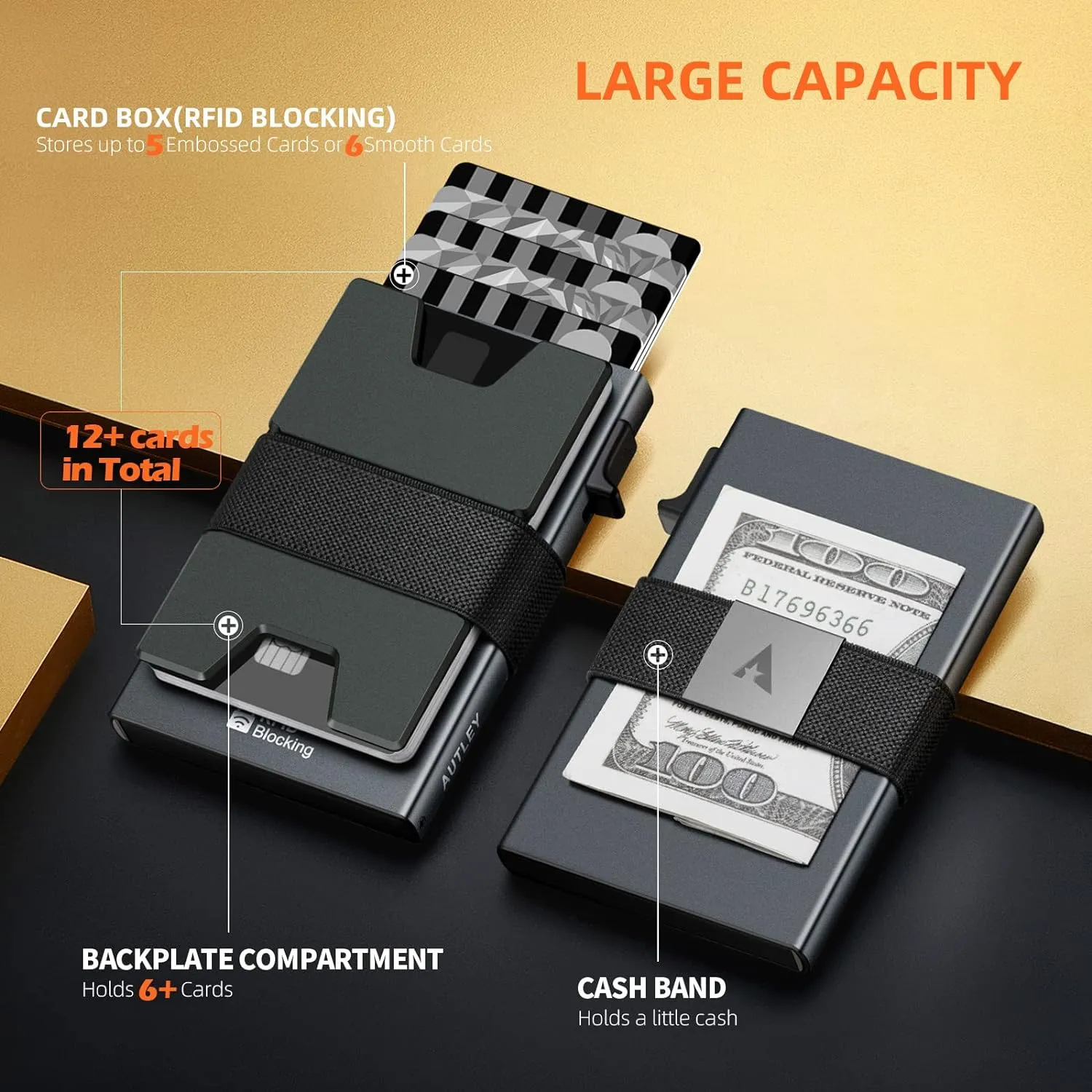 Portafoglio personalizzato sottile in alluminio porta carte RFID blocco in metallo minimalista Pop Up portafoglio per gli uomini