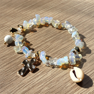 Nouveaux Accessoires De Mode en pierre naturelle enfants bracelet de charme avec petit bracelet en coquille - Product Image 4