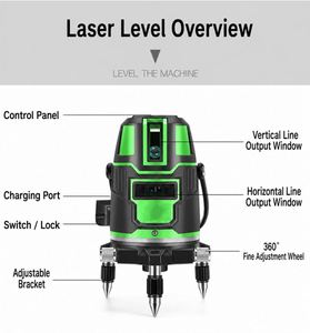 Nivel Láser Profesional <span class=keywords><strong>360</strong></span>° Autonivelante de 5 Líneas Verdes para Uso Industrial y de Bricolaje en Construcción - Product Image 3