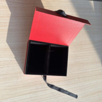 Pochette compacte KEXIN en papier noir et ruban avec séparateur en relief pour écouteurs et gadgets audio, boîte rouge gaufrée