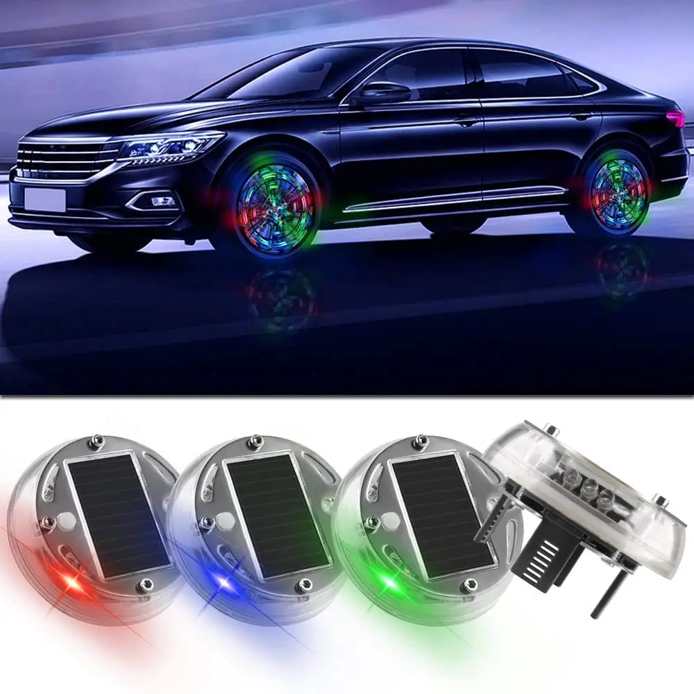 यूनिवर्सल 12 एल ई डी कार टायर पहिया रोशनी सौर ऊर्जा चमकती रंगीन कार पहिया हब के लिए गति सेंसर के साथ प्रकाश का नेतृत्व किया कार