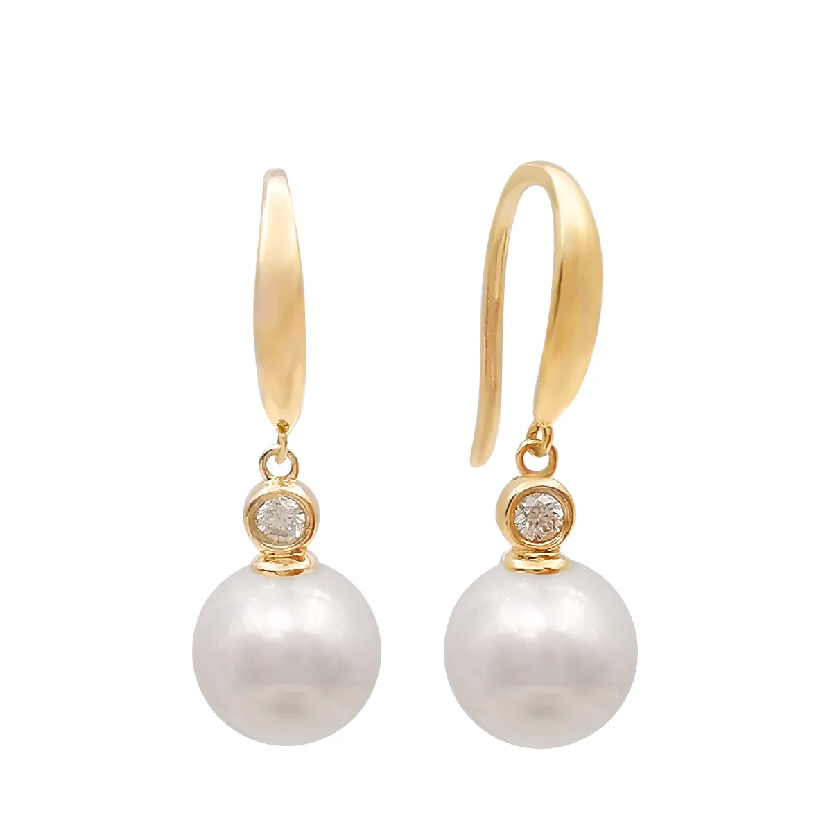 Pendientes de oro sólido de 14K para mujer, perlas de agua dulce 100% genuinas, joyería de moda para mujer, conjunto de joyería fina