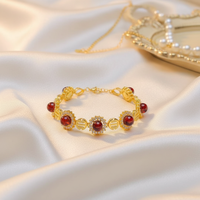 Bracelet Chaîne Tennis en Ambre Sanguin Naturel Certifié 6-7mm pour Femme, Véritable Bracelet en Fil de Gemmes Rouges, Bijou Haute Joaillerie Sur Mesure