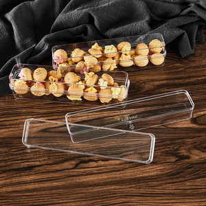 Boîte en plastique transparente rectangulaire durable, couvercle hermétique, empilable, alimentaire, pour collations sèches, pâtisseries, boulangerie - Product Image 1