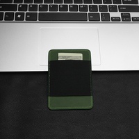 Porte-cartes RFID en cuir véritable ultra fin vintage avec logo personnalisé et sangle élastique pour l'argent, portefeuille minimaliste