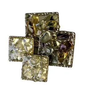 Nieuwe Design Fashion Agaat Diamant Knopen Vierkante Onregelmatige Vrouwen Originele Metalen Schacht Knopen Voor Kleding