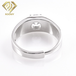 Anéis De Pedra 1ct Popular Design Homens Anel de Rodada Moissanite Anel De Prata <span class=keywords><strong>Real</strong></span> - Product Image 3