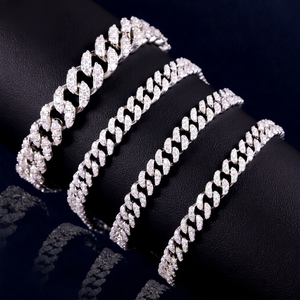 Yy Single Row 925 Sterling Silver VVS Moissanite Diamond Cuban Link <b>Chain</b> Bracelet <b>Iced</b> <b>Out</b> Mossanite Jewelry for Men Women - Product Image 1