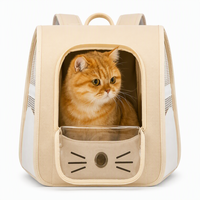 Sac à dos de transport transparent pour animaux de compagnie (jusqu'à 8 kg) avec fenêtre, design oreilles de chat, maille respirante, double bandoulière et poignée de transport manuelle