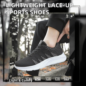 Chaussures légères à lacets avec blocs de couleur, semelle souple, absorption des chocs réglable, chaussures de sport décontractées d'extérieur, tendance mode, maille - Product Image 2