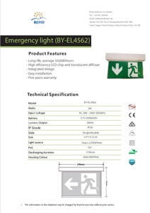 Luz de salida de emergencia LED de alta calidad Boyid, 210 minutos de duración de la batería, precio de fábrica, señal de salida de luz de emergencia interior - Product Image 5