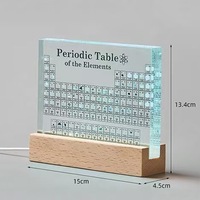Tableau périodique des éléments en acrylique 3D Lampe de table moderne avec éléments réels DC LED 7 couleurs Cadeau de professeur pour enfants et adultes