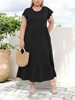 Robe longue d'été Moon Wood pour femme, grandes tailles, robes décontractées, printemps, plage, fête, élégantes, manches courtes