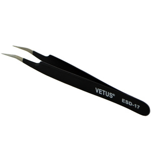 Vetus Tweezers ESD-17 Antistatic Pointed Stainless Steel <b>Precision</b> Clamping <b>Tool</b> - Product Image 4