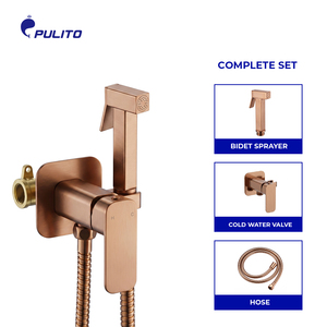 Ensemble de pulvérisation pour bidet carré en laiton or rose moderne de qualité supérieure, avec <span class=keywords><strong>douchette</strong></span> shattaf et mitigeur eau chaude/froide mural pour salle de bain et toilettes - Product Image 2