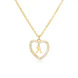 2024 Ladies Necklace Cz Jewelry Tarnish Free Cz Hollow Heart Necklace Letters Love Cz Necklace Tennis