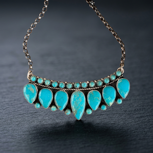 Collier en argent sterling 925 de qualité supérieure pour femmes, avec turquoise d'Arizona, bijoux de fiançailles et de mariage - Product Image 2