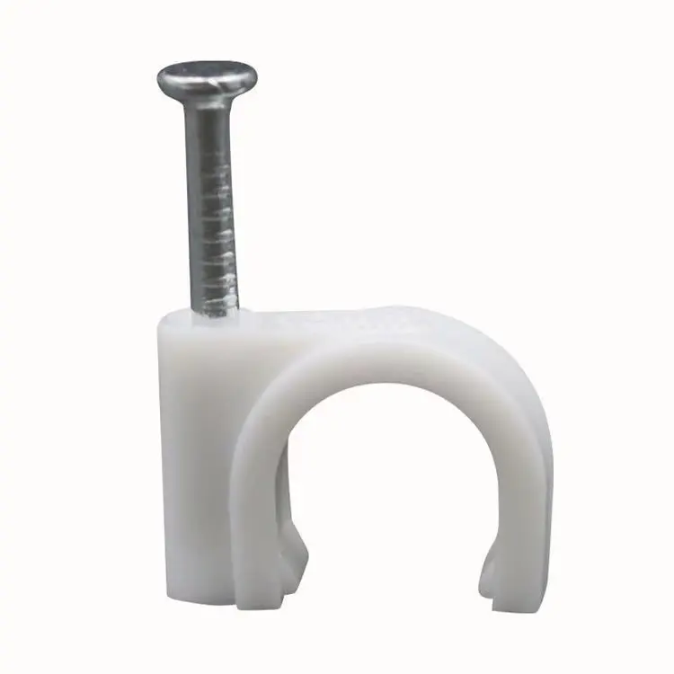 PE material square round type circle cable clips electrical wire nail cable clip
