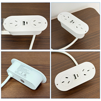 Multiprise encastrable ovale pour bureau, 2 prises CA, PD 20W, prise de bureau intégrée au mobilier
