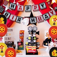 Décorations de fête d'anniversaire sur le thème du cinéma de Nicro Hollywood, avec guirlande en papier rouge, ballons en feuille de papier pour popcorn