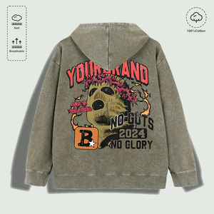 ผ้าฝ้าย100% ล้างแล้ว "yourbrand NO <span class=keywords><strong>guts</strong></span> NO <span class=keywords><strong>GLORY</strong></span> Mask" เสื้อฮู้ดกราฟิกหลายสี - Product Image 3