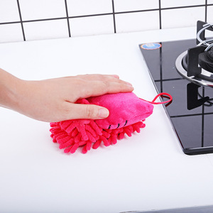 Toallas de mano con diseño de cabeza de animal de dibujos animados, paños y toallitas multiusos de chenilla para colgar, toallas secas de coral. - Product Image 4