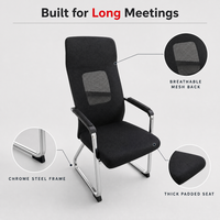 Chaise de réunion commerciale en maille pour salle d'attente, chaise de visiteur pour personnel de bureau, chaise de formation à pieds fixes en arc
