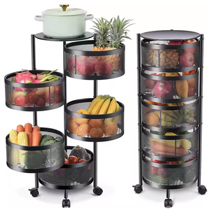 Étagère de rangement ronde multi-niveaux mobile en gros avec roulettes, montage facile, antirouille, pour salle de bain et cuisine - Product Image 4