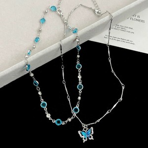 Summer Double-layered <b>Butterfly</b> Alloy Silver Plated Link Chain Choker Necklace for Women Party <b>Light</b> Luxury High-end - Product Image 6