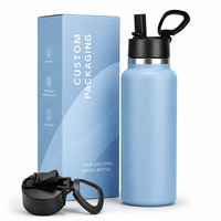 Bouteille d'eau grande capacité 32oz 40oz, gourde isotherme en acier inoxydable, bouteille de boisson massive 1.2L, gourde sport sous vide