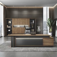 Scrivania Moderna Semplice in Rovere per Ufficio Commerciale con Tavolino Laterale Modello 8601 per Supervisore, Manager, Capo