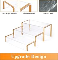 Présentoirs en acrylique transparent de 6 mm avec bordure dorée – Supports de présentation en plexiglas pour chaussures, portefeuilles, bijoux et parfums