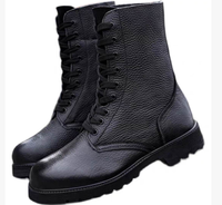 Bottes hautes en cuir DF, semelles en caoutchouc, bottes d'entraînement, chaussures confortables et respirantes, chaussures de sécurité, bottes de combat